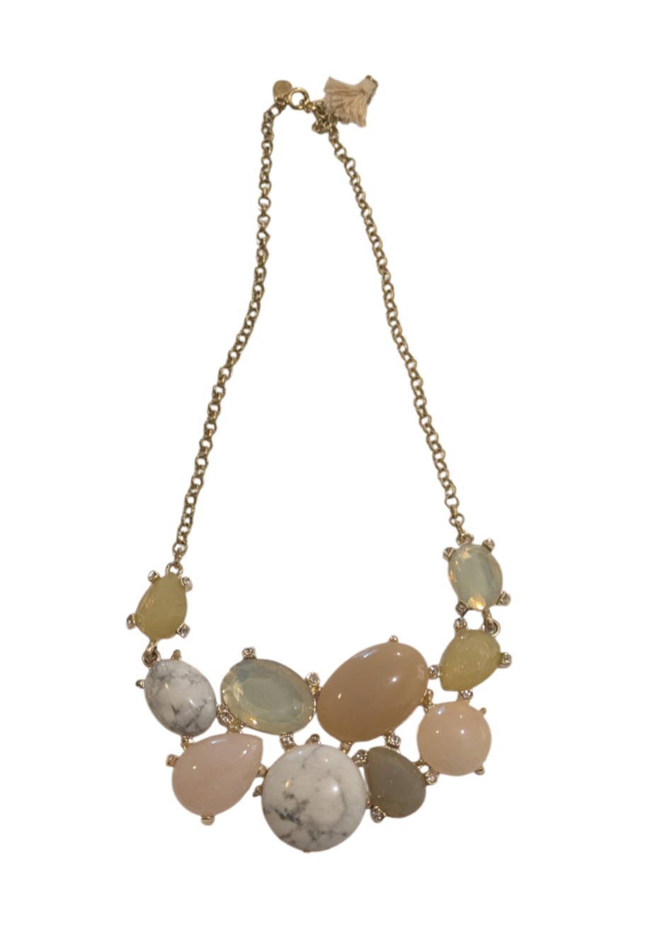 Loft Neutral Stone Statement Necklace Pastel Gold Tone